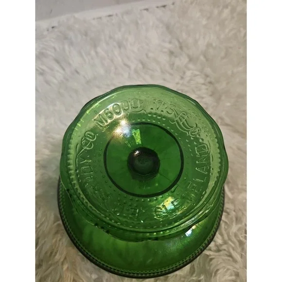 Vintage E.O. Brody Co. Green Glass Compote Candy Dish Cleveland Ohio‎ Mint Cond. - Picture 5 of 6